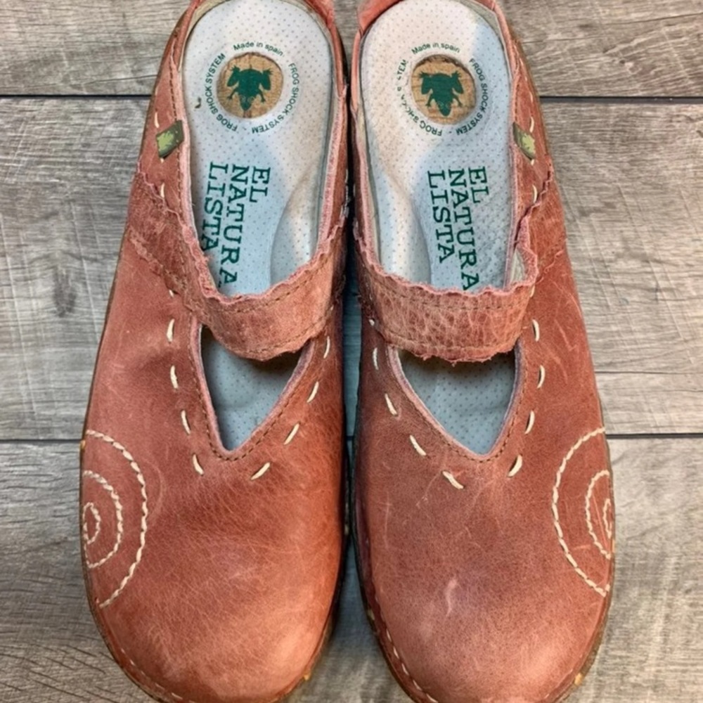 El Naturalista Yggdrasil Light Pink Leather Women's Clogs Mules Shoes Size 8.5 - Picture 3 of 9